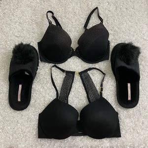 Victoria’s Secret 32D Bras and Small Black Slippers